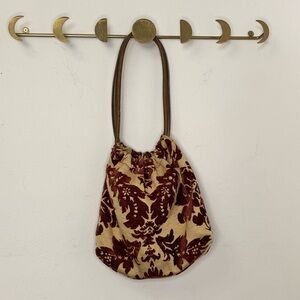 Retro Tapestry Floral Shoulder Bag Brown Gold